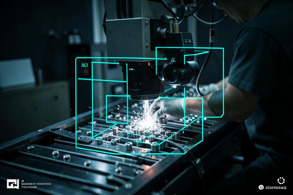 Cámara de visión industrial inspeccionando piezas con IA